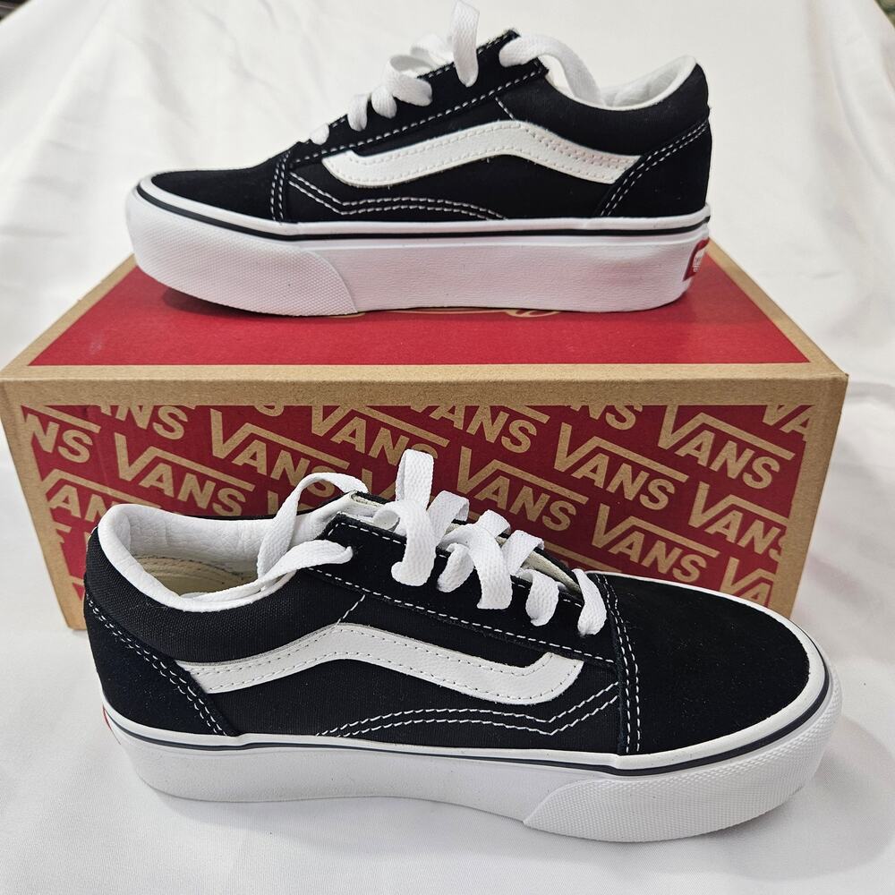 Vans Kids Old Skool Platform Black White Shoes Size 1.5 K VN0A3TL36BT NIB New
